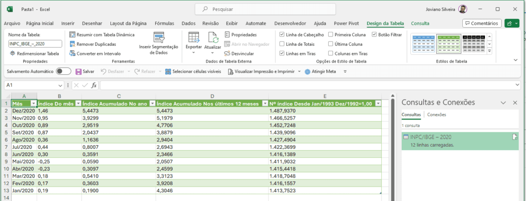 Power Query carregando dados no Excel