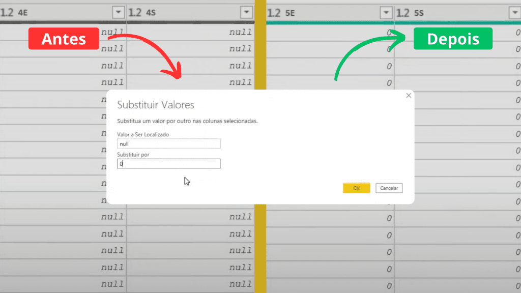 substituir null por zero ( 0 ) no power query