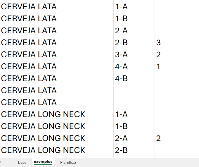 colunas para linhas no excel